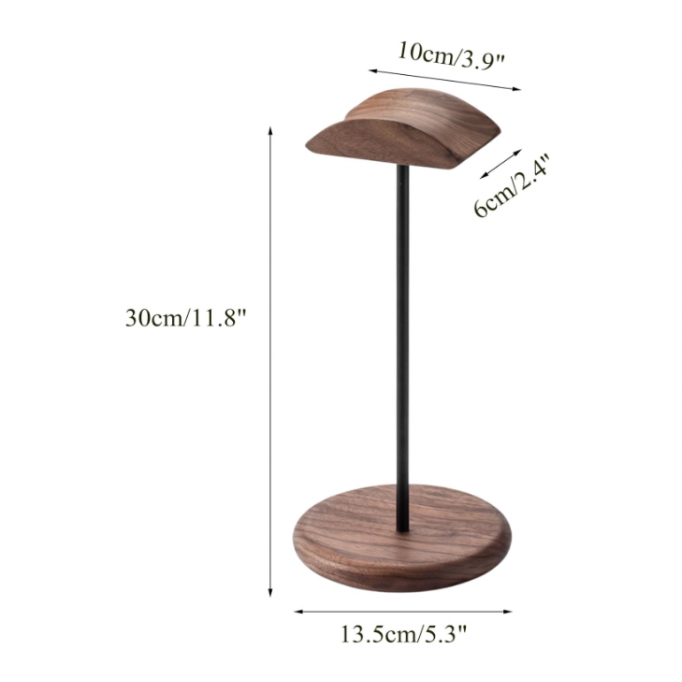 Walnut Wood & Aluminum Headset Stand, Desktop Headphone Stand, Headset Holder with Anti-slip Pad