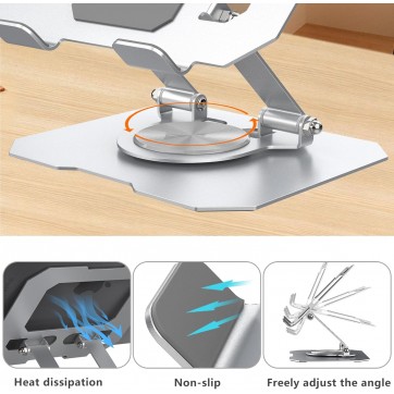 Tablet Stand, 360° Rotatable Adjustable Tablet Stand Compatible with 4-13 Inch Phone/Tablet(Silver)