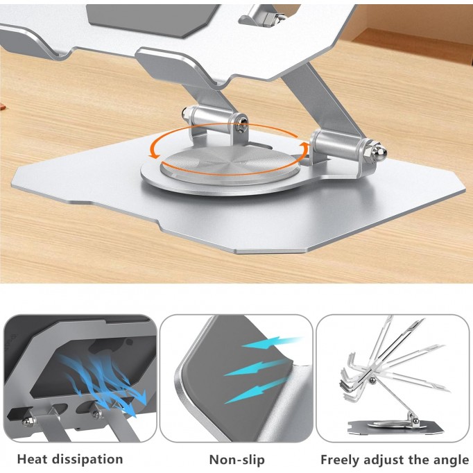 Tablet Stand, 360° Rotatable Adjustable Tablet Stand Compatible with 4-13 Inch Phone/Tablet(Silver)