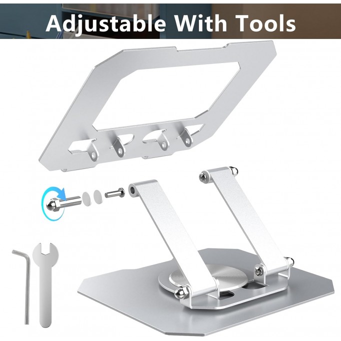 Tablet Stand, 360° Rotatable Adjustable Tablet Stand Compatible with 4-13 Inch Phone/Tablet(Silver)