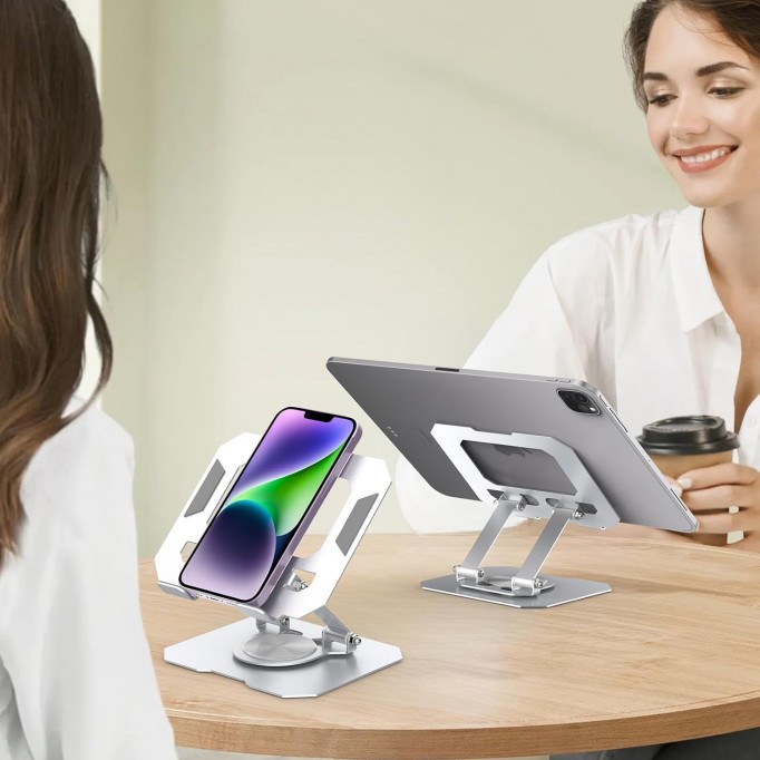 Tablet Stand, 360° Rotatable Adjustable Tablet Stand Compatible with 4-13 Inch Phone/Tablet(Silver)