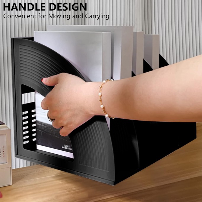 Desk File Organizer 4 Section Sturdy Desk File Holder Frame File Divider Cabinet File Rack Display and Storage