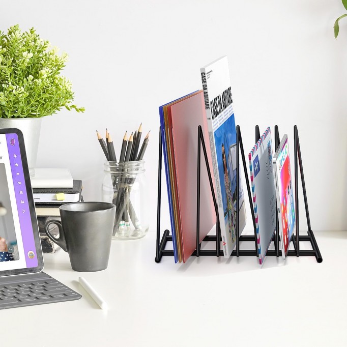 Set 1 Upgraded Triangle File Folder Racks,7 Sections File Holder,File Storage Sorter/Stand,Desktop File Organizer