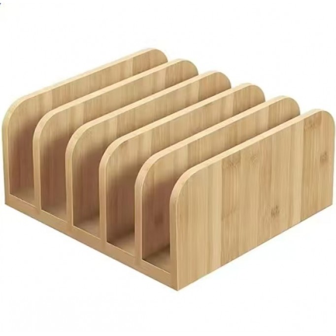 Mail Organizer for Home，Wooden File Organizer Rack, Portable Desk Document Holder with 5 Slots