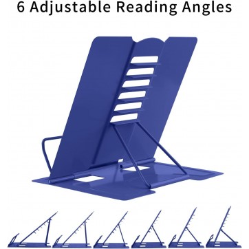  Desk Book Stand Metal Reading Rest Book Holder Adjustable Cookbook Documents (Sapphire Blue)