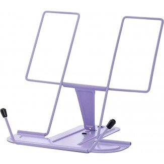Metal Book Stand for Desk Reading, Adjustable Reading Rack, Portable Book Cookbook Holder(Purple)