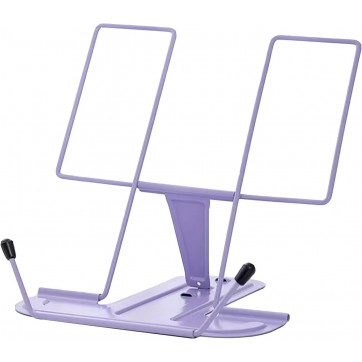 Metal Book Stand for Desk Reading, Adjustable Reading Rack, Portable Book Cookbook Holder(Purple)