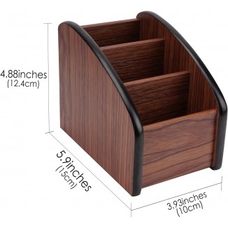 Wooden Remote Control Holder - Multi-Slot Stepped Organizer Box for TV Remotes, Desktop Storage Caddy for Living Room